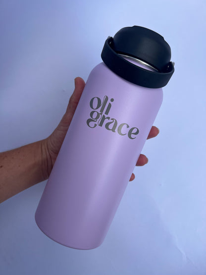 Stainless steel 1 L drink bottle Lilac colour. 